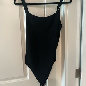 Thick strap black bodysuit